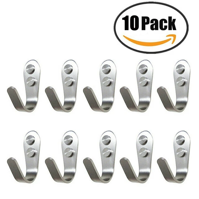 10Pcs Wall Hooks Towel Coat Hanger 304 Stainless Steel Heavy Duty School Hanging