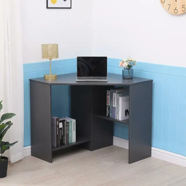 Wellington Grey Computer Desk PC Laptop Table Corner Home Office Study Gaming