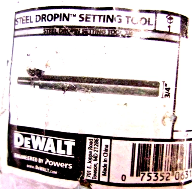 DEWALT ENGINEERED BY POWERS Dropin Anchor Setting Tool,3/4 In, 06313