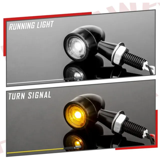4x Universal Amber White DRL Motorcycle Indicators Turn Signal Blinker Light 12V 3