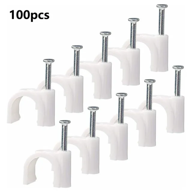 Pack pratique de 100 clips de câble blancs 4 mm 9 mm pour la gestion des câble