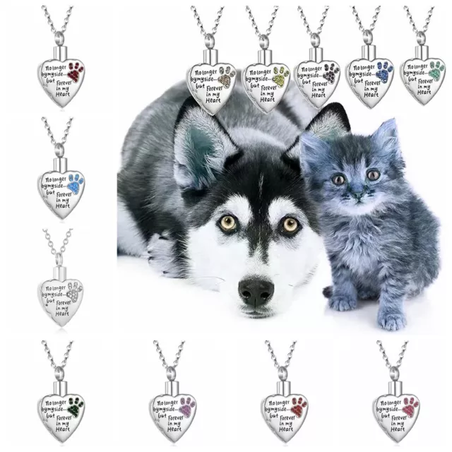Pet Dog Cat Cremation Ashes Urn Pendant Silver Necklace Charm Bracelet Memorial