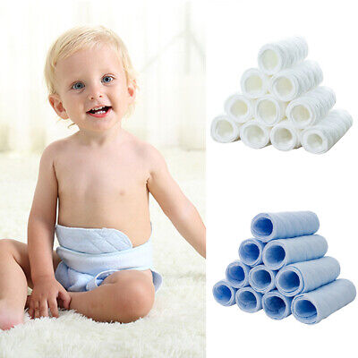 10Pcs 3 Layers Cloth Cotton Baby Inserts Nappy Liners Diapers Reusable Washable