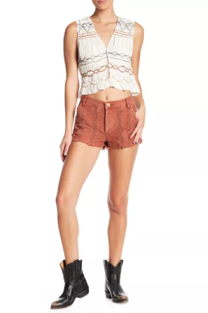 FREE PEOPLE Womens Shorts Great Skinny Rosy Stylish Coral Red Size US 4 OB799499