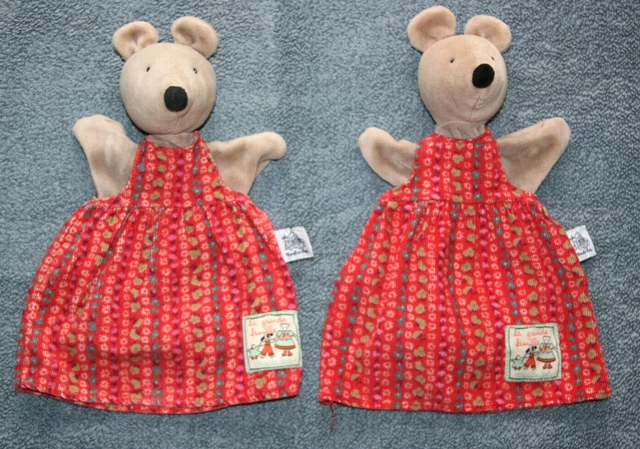Moulin Roty 2 Doudou Souris Nini Marionnette La Grande Famille Robe Fleur Kom9