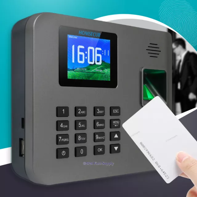 HOMSECUR Biometric Fingerprint Attendance Time Clock With RFID Reader+WiFi+USB