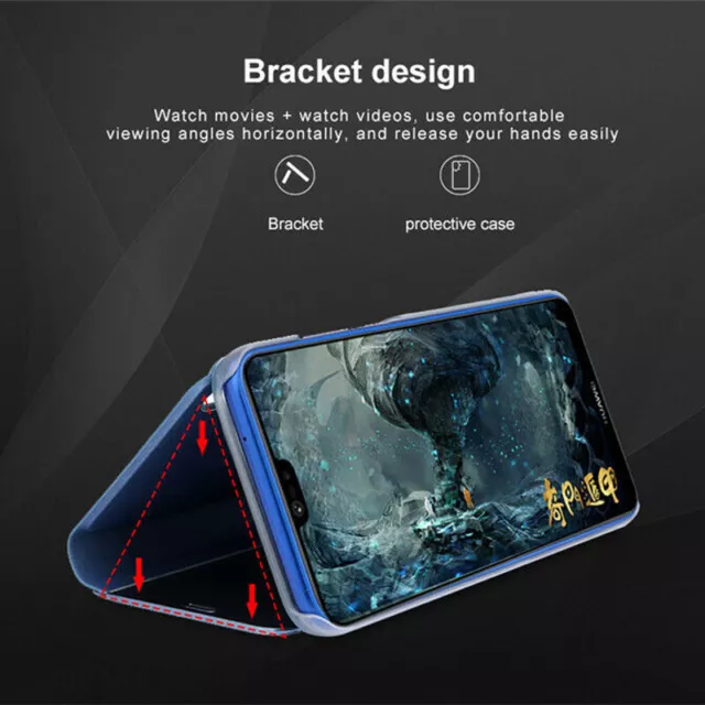 Funda protectora abatible con espejo inteligente de cuero para Xiaomi Redmi Note 11 10 9S 9 Pro 9T 9A 3