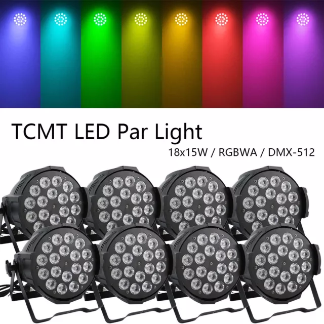 8PCS 300W Stage Par Can Light RGBWA 5in1 LED PAR64 DMX DJ Disco Party Lights US