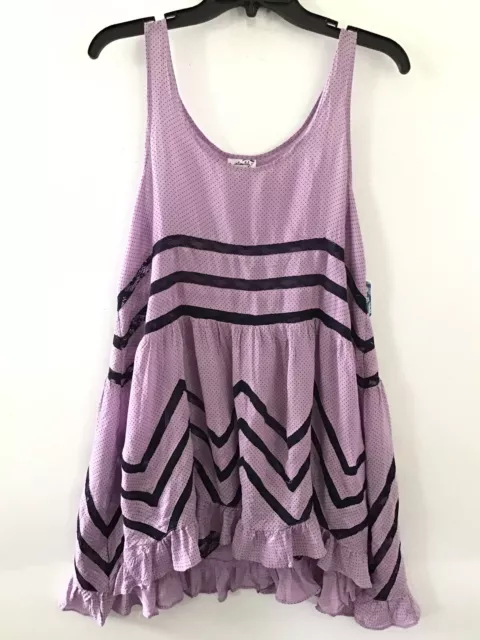 Intimately Free People Viole And Lace  Trapeze Slip Lilac ￼Polka Dot Dress S