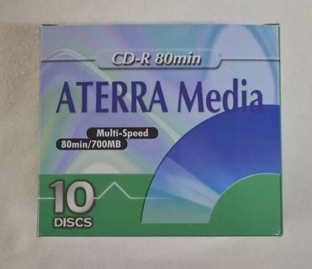 10x Aterra Media CD-R 80min 700MB Multi-Speed CD Disks In Box New & Unused