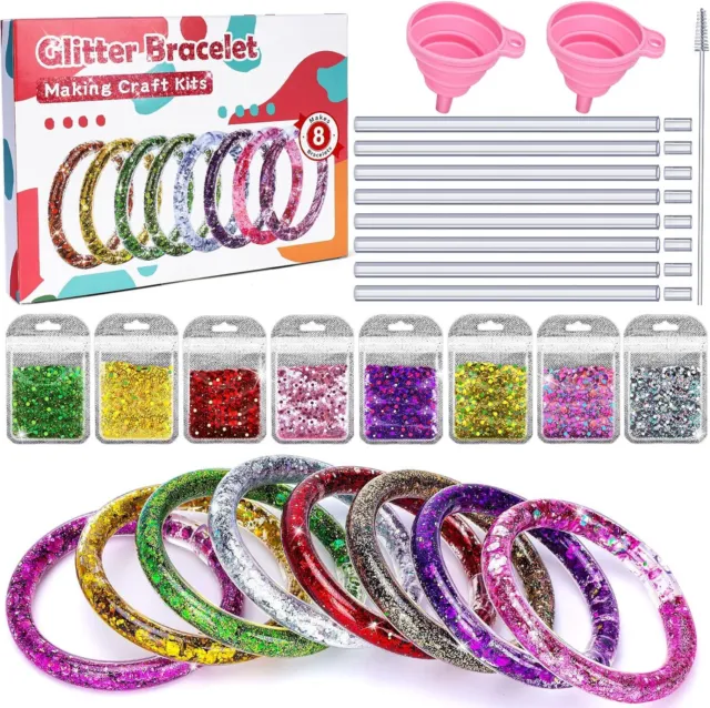 Glitter Water Bracelet Making Kits for Girls, Gifts for 6 7 8 9 10 Year Old  Girl, Craft Kit for Girls Ages 5-12, Jewelry Making Kits as Birthday  Presents for Girls 