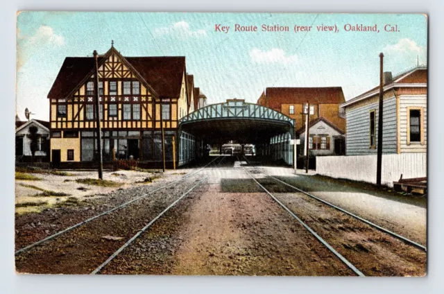 Postcard California Oakland CA Key Route Station Railroad Train Depot 1910