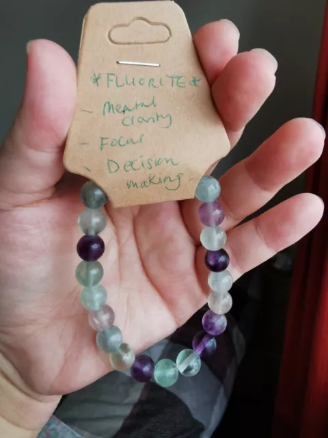 Handmade 8mm Fluorite Beaded Crystal Bracelet