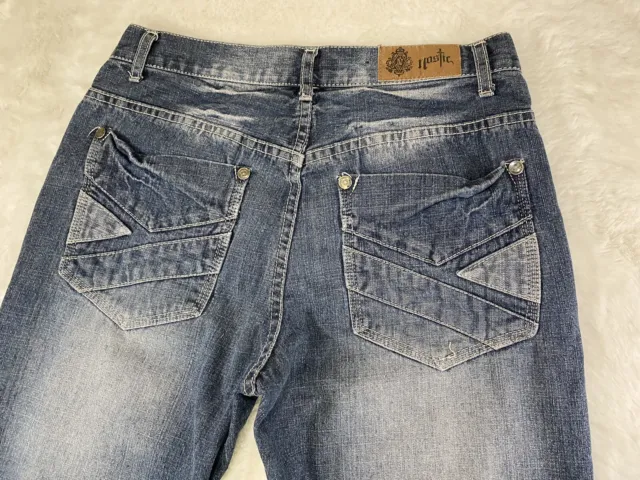 Nostic Jeans Mens Size 32 Blue Straight Leg Faded Dark Wash Cotton Blend Denim