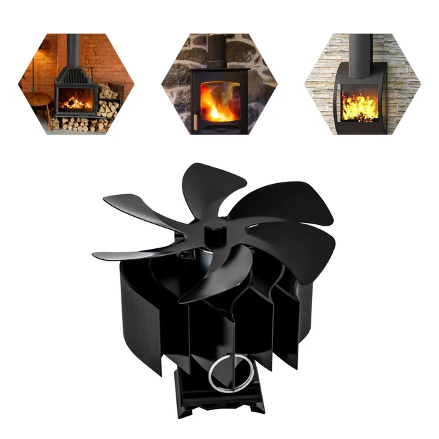 6BLADES HOME FLUE Pipe Stove Fan Fireplace , Wood Burning Heat Powered