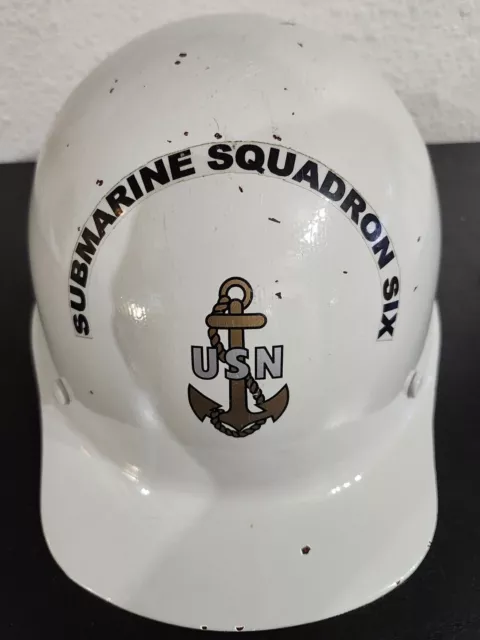 USN Navy Submarine Squadron Six Skullgard Hard Hat Helmet Cap Fiberglass  Medium