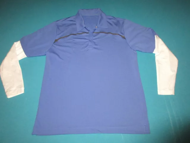 NIKE GOLF Mens Long Sleeve Blue White Polo Shirt Size Large L