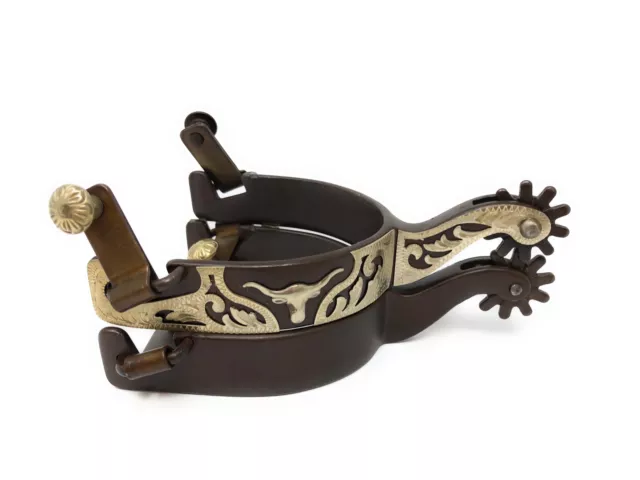 AJ Tack Antique Brown Longhorn Spurs - Mens