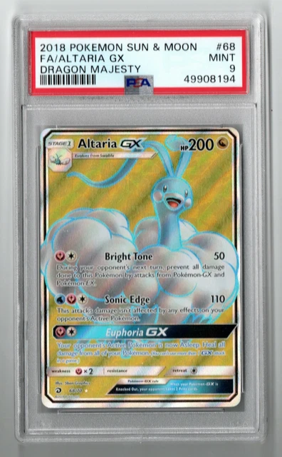Pokemon Sun & Moon Dragon Majesty ALTARIA GX Full Art PSA 9 MINT Holo ENG Gold