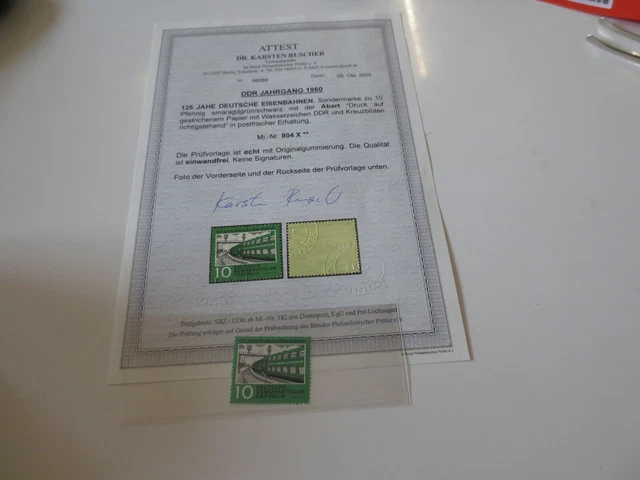 DDR Briefmarke 1960 MiNr 804 X postfrisch aktuelles Attest Ruscher BPP