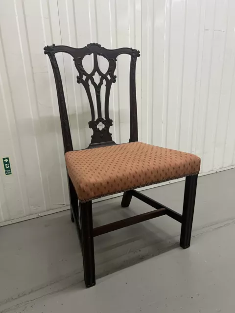 Antique Georgian Chippendale Style Mahogany Carved Back Chair
