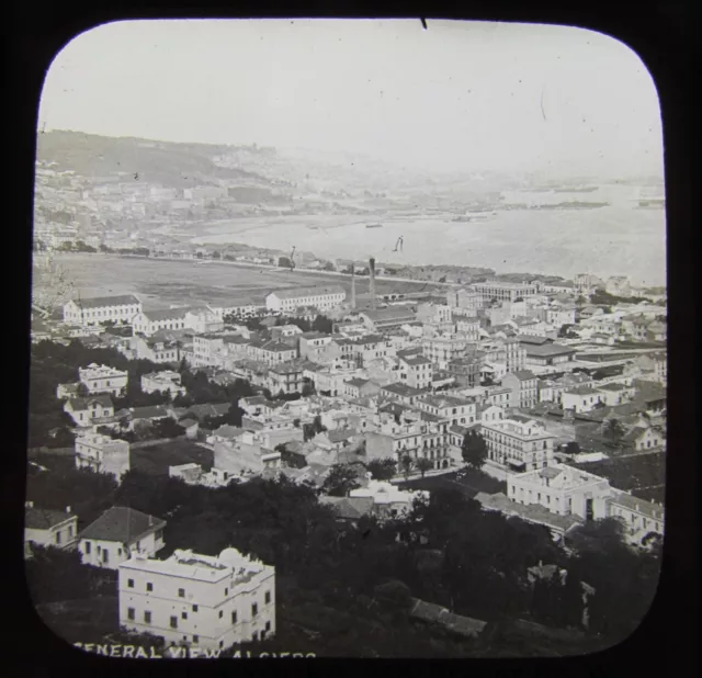 Glass Magic Lantern Slide ALGIERS - GENERAL VIEW . C1890 ALGERIA