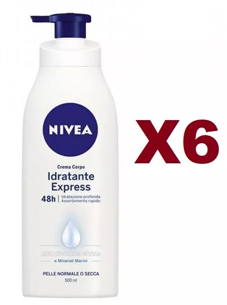 6 Pz Nivea Body Fluida Idratante 500Ml Pelle Normale O Secca  Corpo