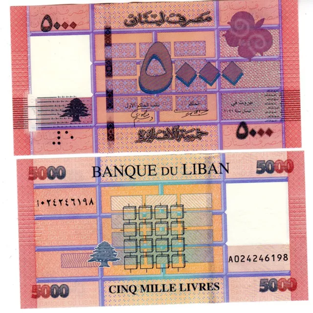 Liban Lebanon Billet 5000 Livres 2021 NOUVEAU NEW CEDRE NEUF UNC