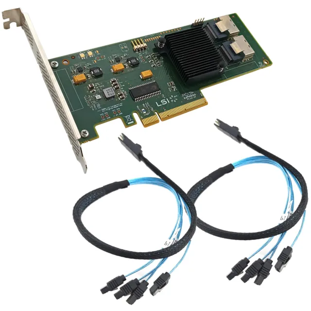 SAS 9211-8i PCIe 2.0 6Gbps SFF-8087 Adapter HBA RAID Controller 4-way SATA Cable