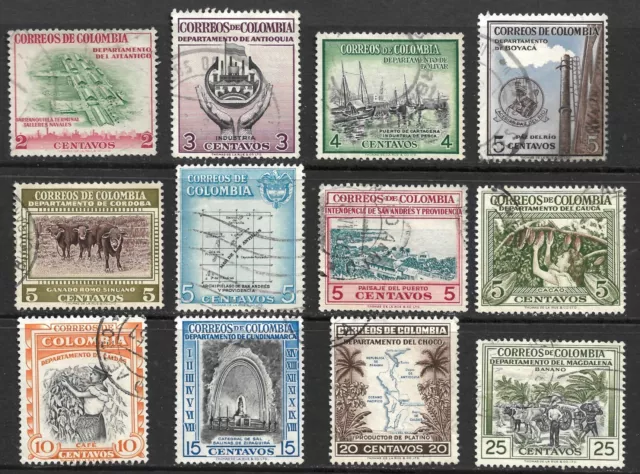 Colombia Scott #644-54, 656 F/VF Used Issued 1956