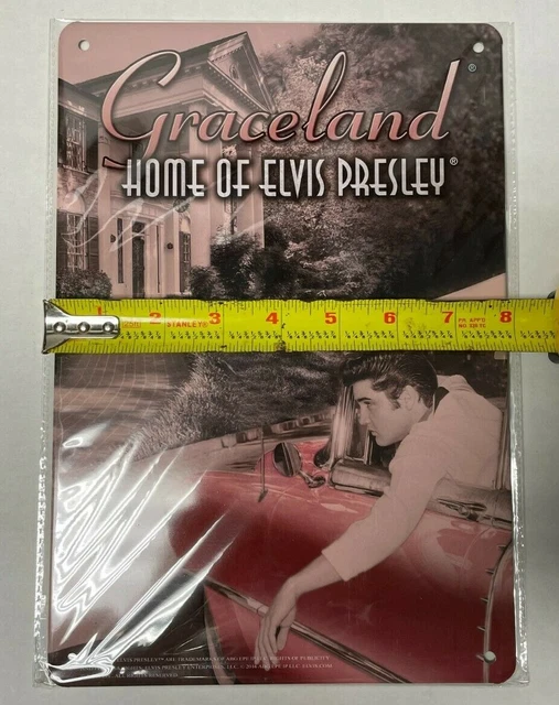 Graceland Home of Elvis Presley 8” x 11.5" Metal Sign Sideburns Car Memphis