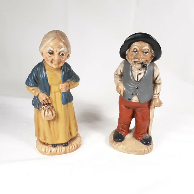 OLD MAN AND Woman Ceramic Figurines Granny and Grandpa Figurines