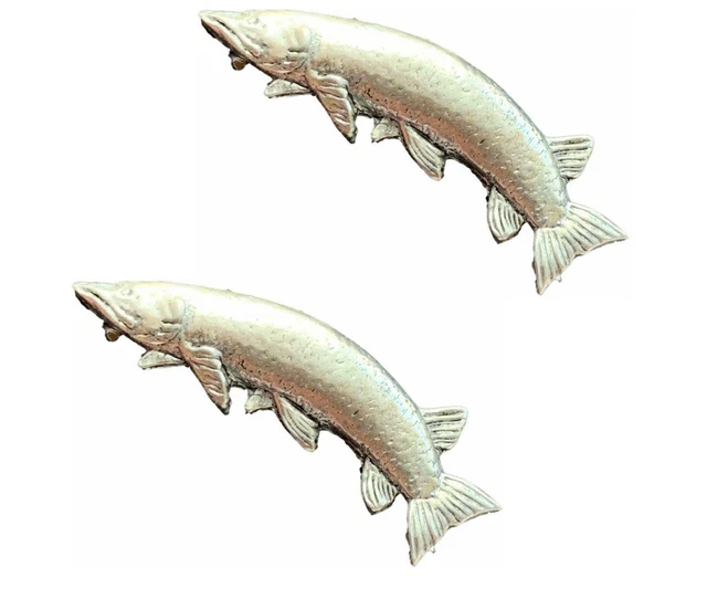 2 X Lucio Pescado Hecho a Mano De Peltre Inglés Pin Solapa Insignias -pag