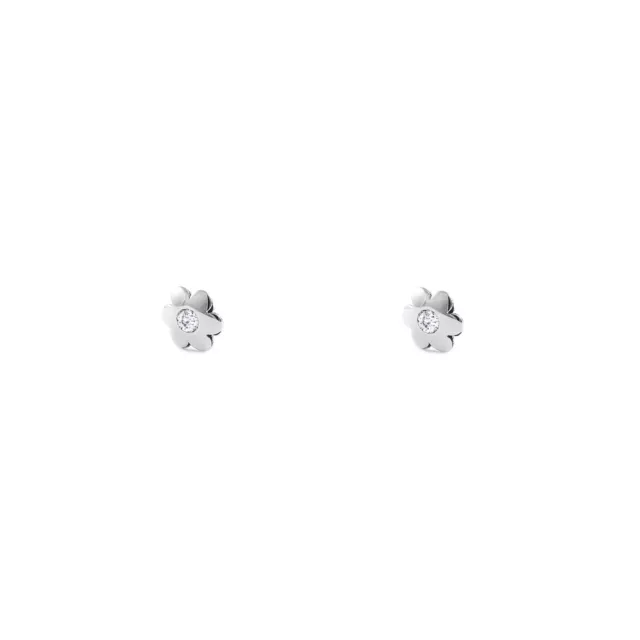 Pendientes Bebe Oro blanco Flor con Circonita (9kts) (T2380P9KOB)