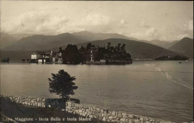 Lago Maggiore 1925 Helvetia Briefmarke AK Blick auf Isola Bella und Isola Madre