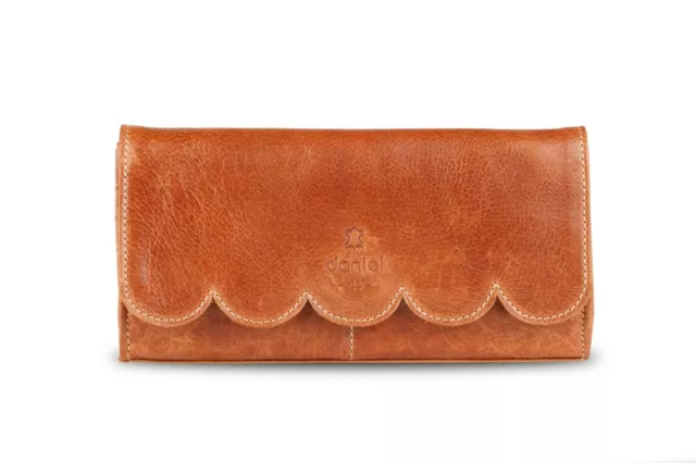 Ladies Womens Genuine Leather Clutch Wallet Purse Card Cash Holder Tan