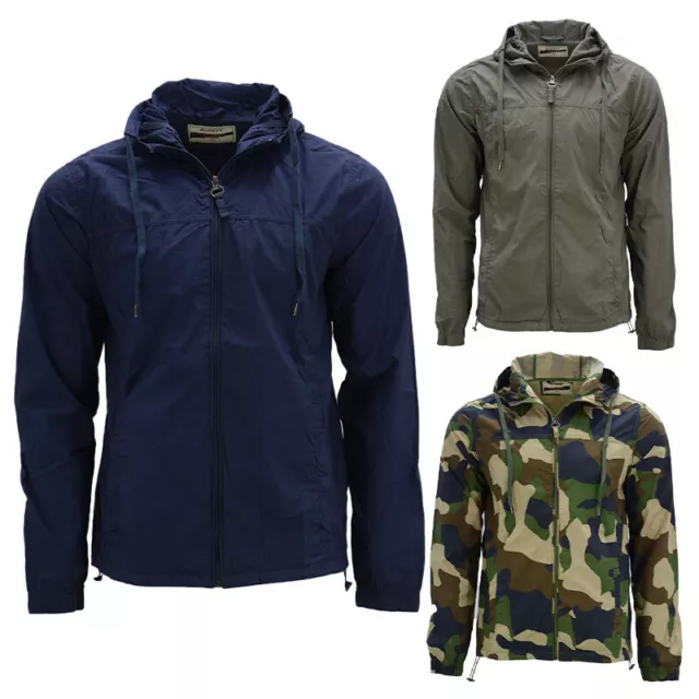 Mens Showerproof Jacket Regular Fit Lightweight Hooded Travel Windbreaker Coat