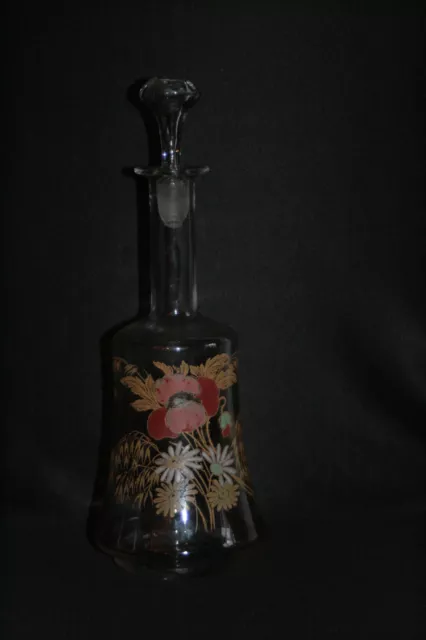 ancienne grande carafe verre soufflé émaillé Legras art nouveau fin XIX ème
