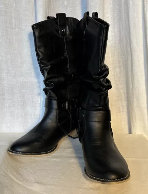 Refresh Womens Blk Faux Leather Insulated Moto Style Boot Sz 10 NNT