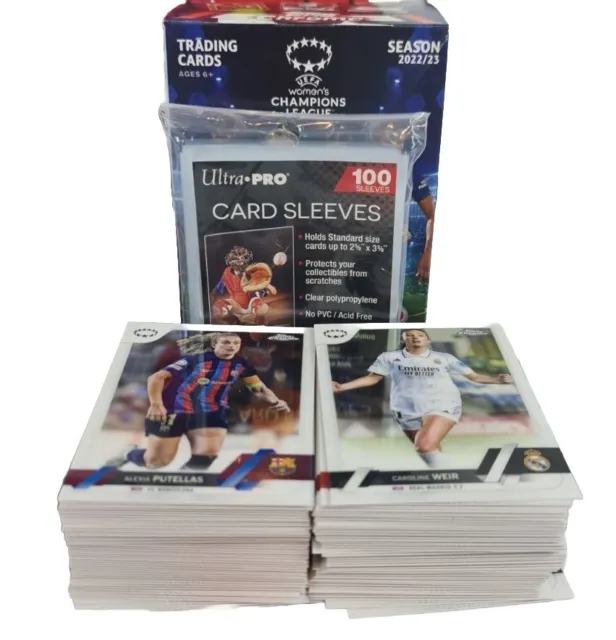 Topps Chrom UEFA Damen Champions League 22/23 - komplettes Basisset mit Ärmeln