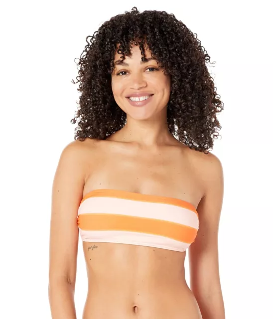 MSRP $85 Kate Spade New York Stripe Bandeau Bikini Top Orange Size Small
