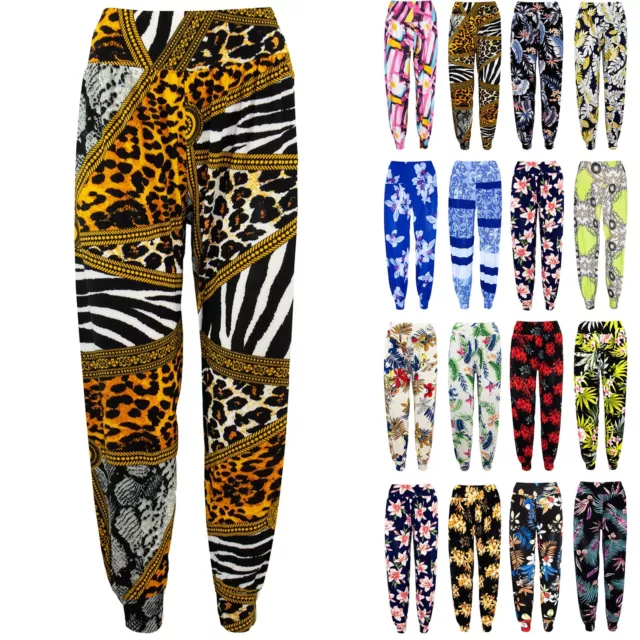 Ladies Womens Ali Baba Harem Floral Printed Pants Casual Baggy Aladdin Trousers