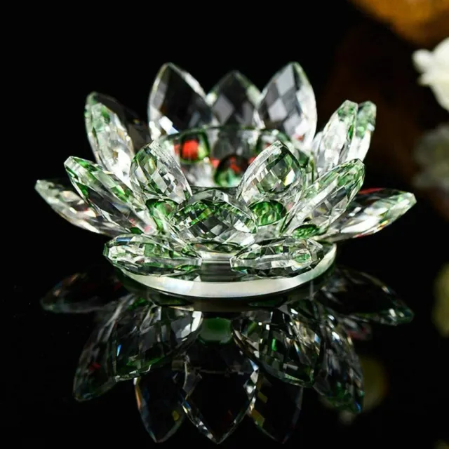 New Large Green Crystal Lotus Flower Ornament With Gift Box  Crystocraft Home_Uk
