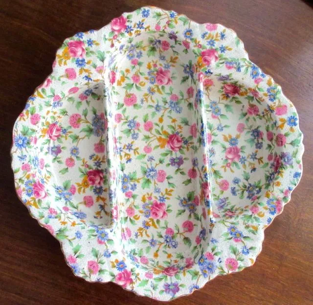 Royal Winton Grimwades LARGE Old Cottage Chintz Divided Condiment Dish 1930-1934