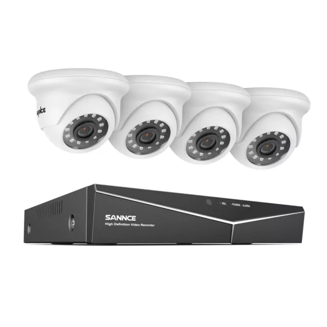 SANNCE 4CH 1080P Lite DVR CCTV 2MP Security Camera System Outdoor Night Vision