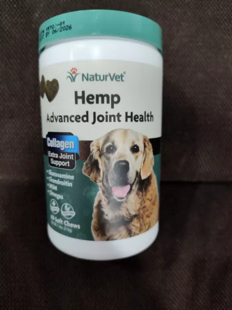 🐕🐾 NaturVet Advanced Extra Joint Support For Dogs+Collagen 60ct Exp 03/26 🐕🐾