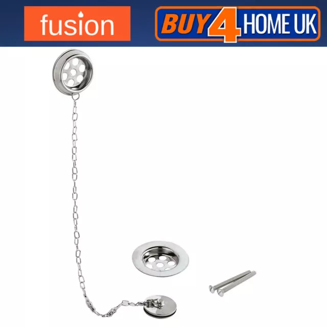 Stainless Steel Retainer Bath Waste and Overflow 45cm  Chain Plus Water Plug