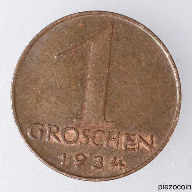 Austria 1 Groschen 1934, Coin, Inv#A518