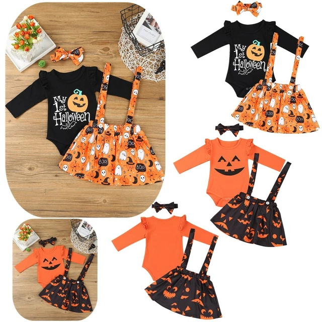 Body tute pumper neonate + gonna cartone animato zucca 3 pezzi