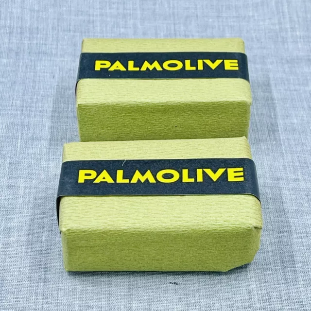 PALMOLIVE Green Soap Bars 2 Count Lot Bath Size 5 Oz 1960s Vintage NOS Colgate